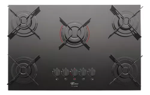 Fogo Cooktop 5 Bocas A Gs Fischer Fit Line Preto Bivolt